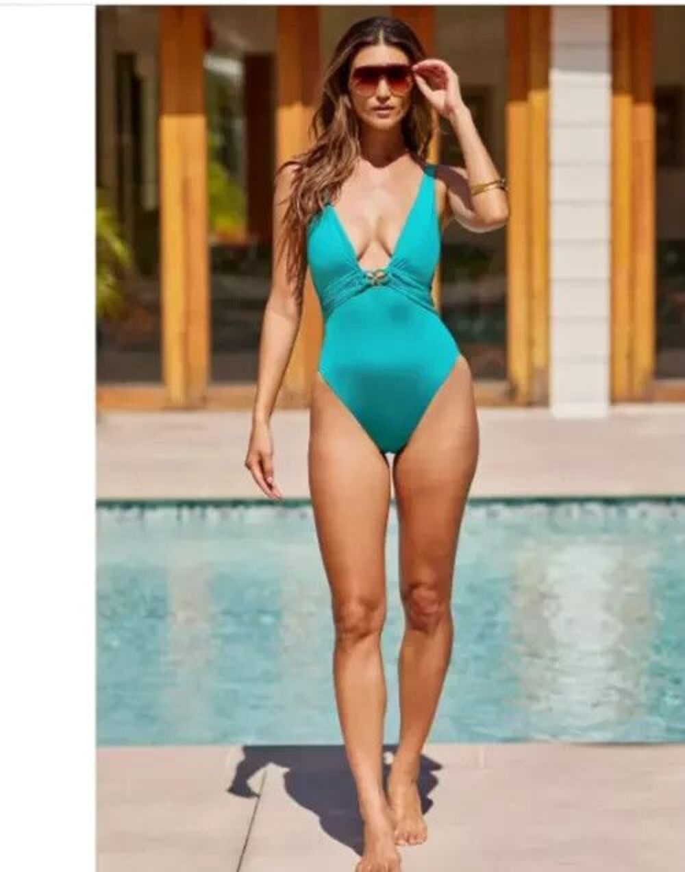 Trina Turk womens Ceramic Monaco Plunge High Leg One Piece Swimsuit size 6 $162
